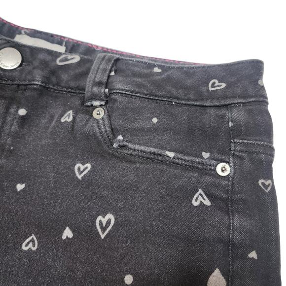 Calvin Klein Jeans Kids Black Shorts Rare HTF Heart Print Youth Size 14 Denim - Picture 7 of 11